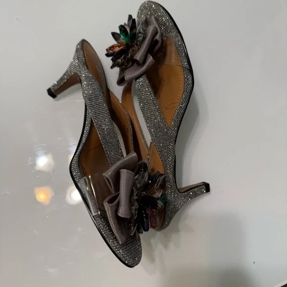 New J.Renee Crystal Embellished Slingback Heels‎ – Silver, Size 8.5M - Picture 3 of 6